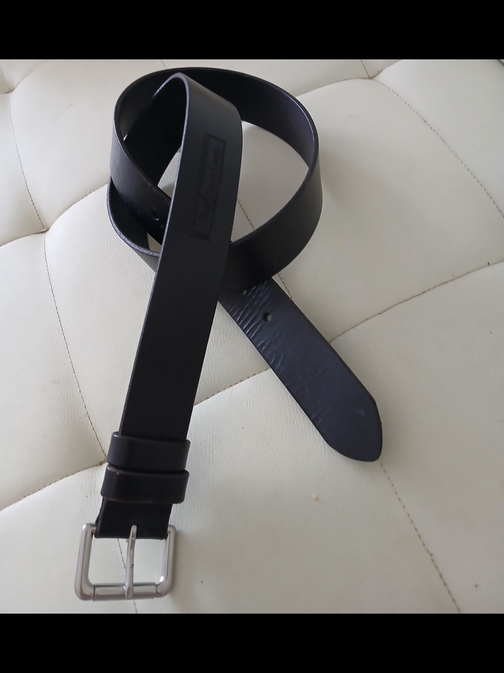 Polo by Ralph Lauren Black Leather Belt with Silver Buckle